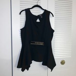 Hi-Lo Peplum Top w/ Gold Belt